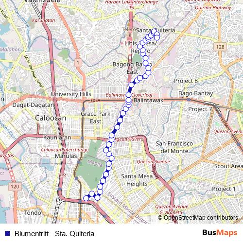 Blumentritt - Sta. Quiteria bus Line Map