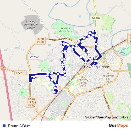Route 2/Blue bus Line Map