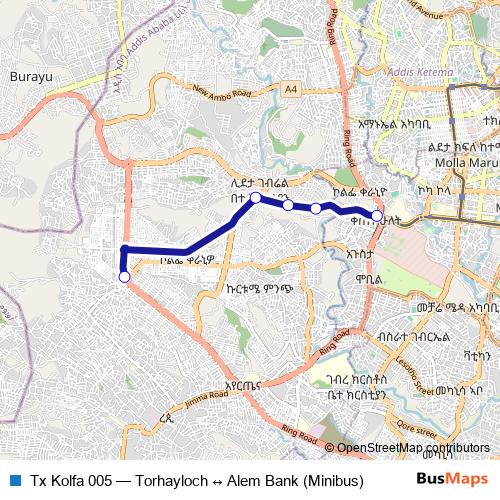 Tx Kolfa 005 bus Line Map