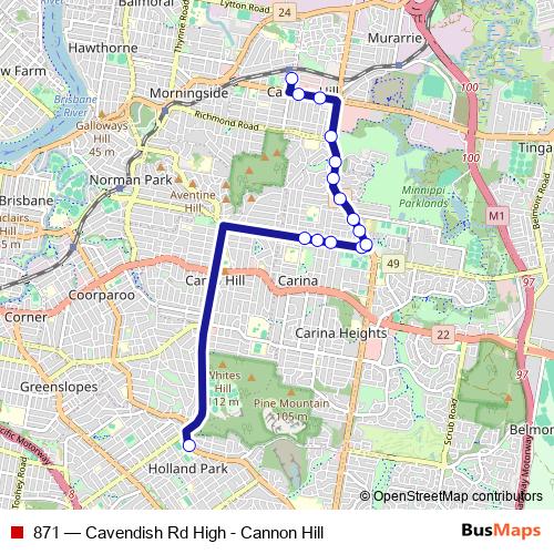 871 bus Line Map