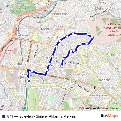 871 bus Line Map
