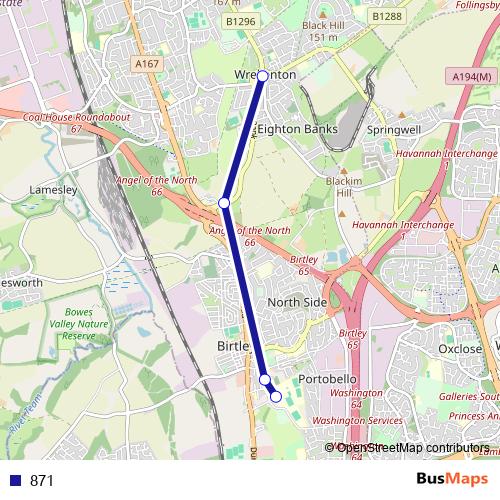 871 bus Line Map