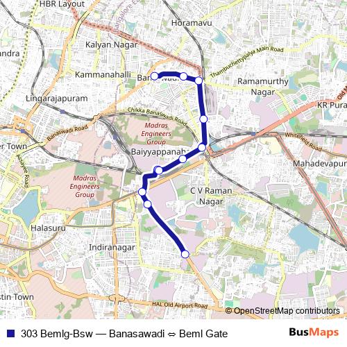 303 Bemlg-Bsw bus Line Map