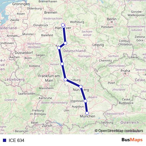 ICE 634 rail Line Map
