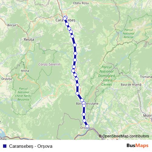 Caransebeş - Orşova rail Line Map