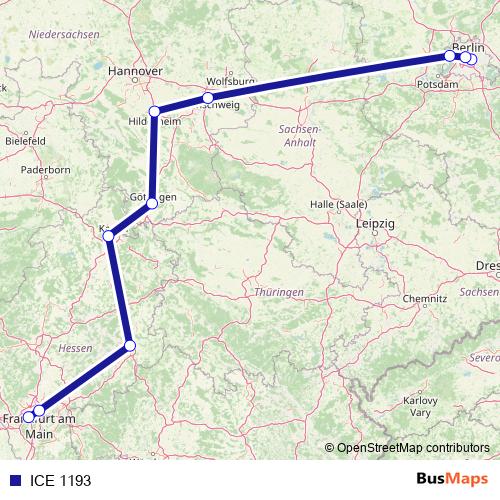 ICE 1193 rail Line Map