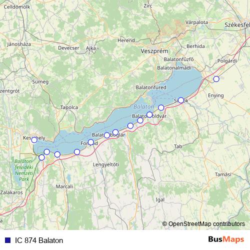 IC 874 Balaton rail Line Map