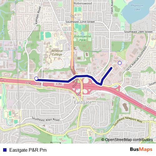 Eastgate P&R Pm bus Line Map