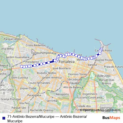 71-Antônio Bezerra/Mucuripe bus Line Map