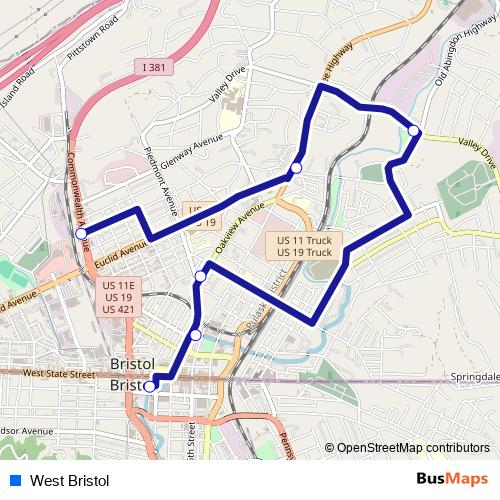 West Bristol bus Line Map