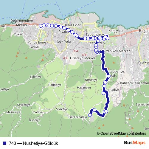 743 bus Line Map