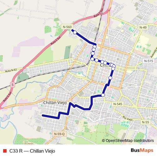 C33 R bus Line Map