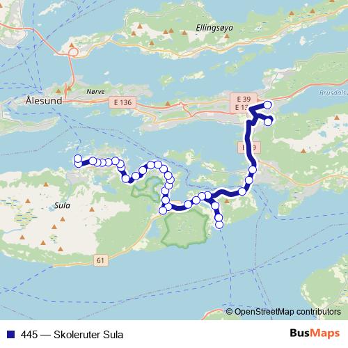 445 bus Line Map