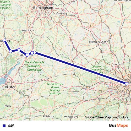 445 bus Line Map