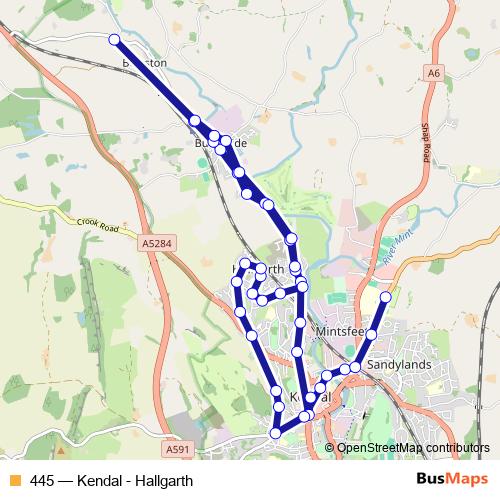 445 bus Line Map