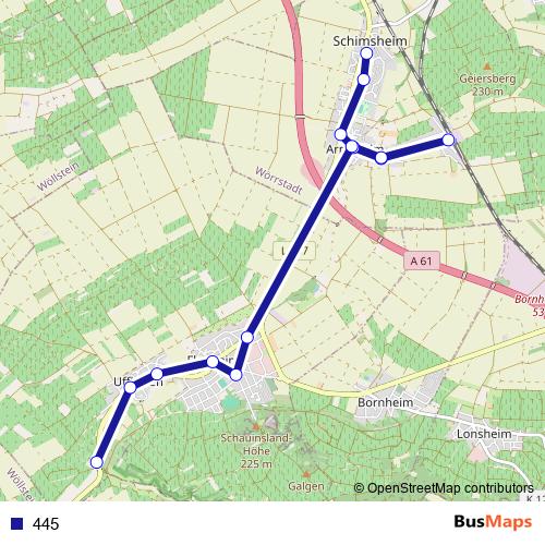 445 bus Line Map