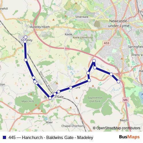 445 bus Line Map
