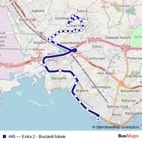 445 bus Line Map