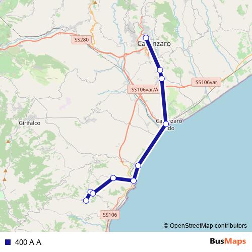 400 A A bus Line Map