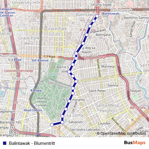 Balintawak - Blumentritt bus Line Map