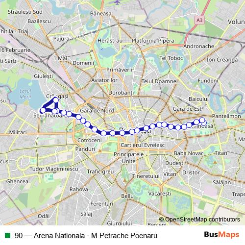 90 trolleybus Line Map