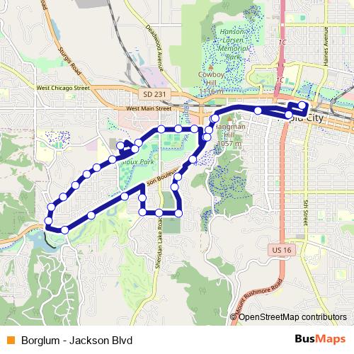 Borglum - Jackson Blvd bus Line Map
