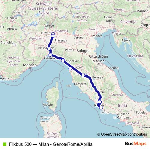 Flixbus 500 bus Line Map
