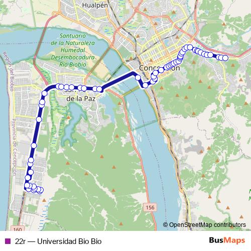 22r bus Line Map