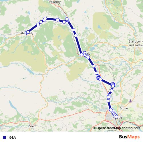 34A bus Line Map