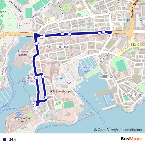 34a bus Line Map