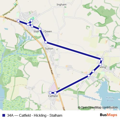 34A bus Line Map
