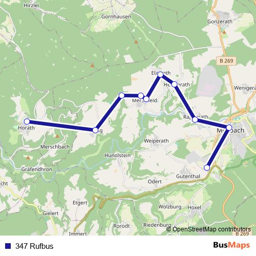 347 Rufbus bus Line Map