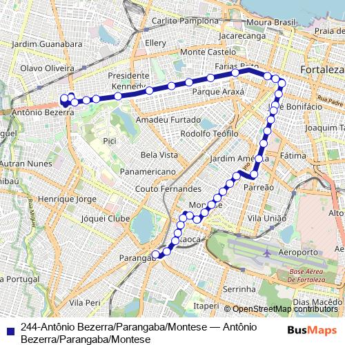 244-Antônio Bezerra/Parangaba/Montese bus Line Map