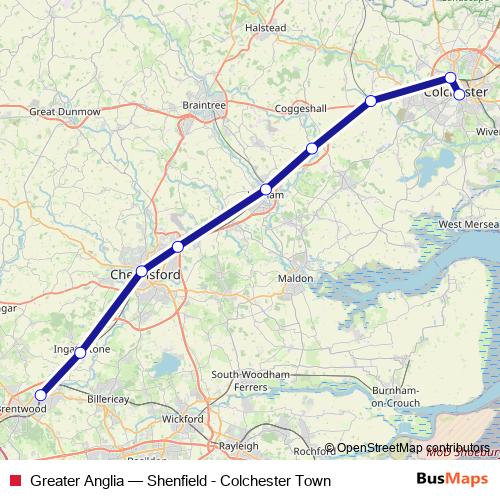 Greater Anglia rail Line Map