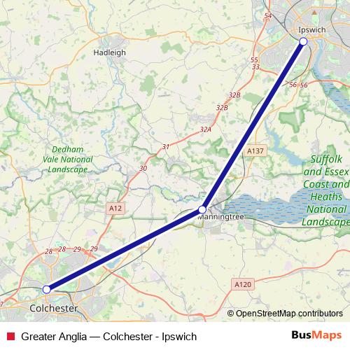 Greater Anglia rail Line Map
