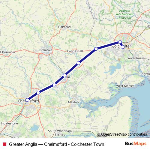 Greater Anglia rail Line Map