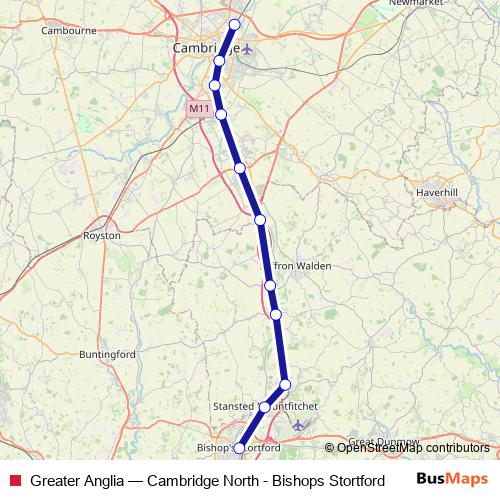 Greater Anglia rail Line Map