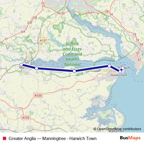 Greater Anglia rail Line Map