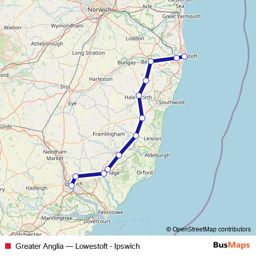 Greater Anglia rail Line Map