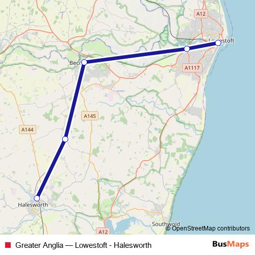 Greater Anglia rail Line Map