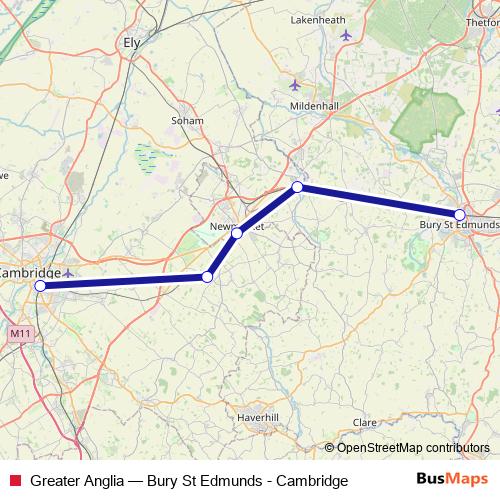 Greater Anglia rail Line Map