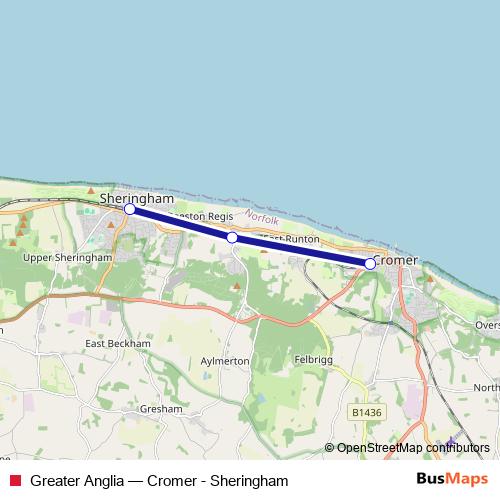 Greater Anglia rail Line Map