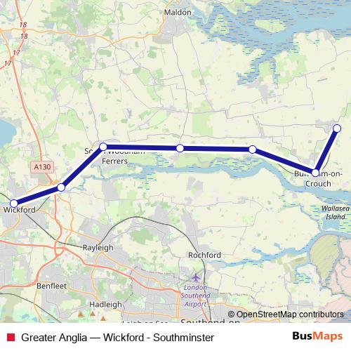 Greater Anglia rail Line Map