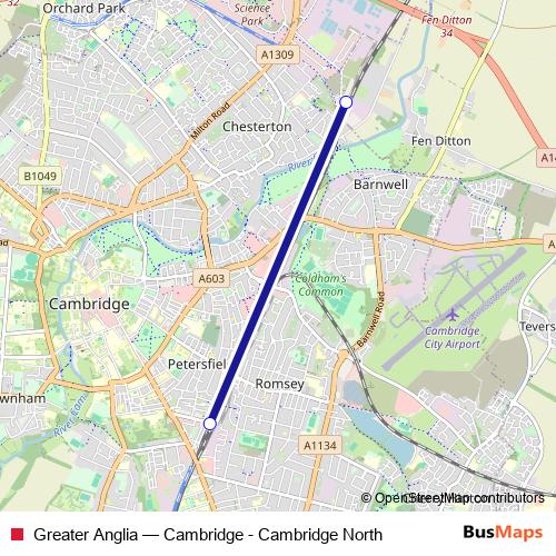 Greater Anglia rail Line Map