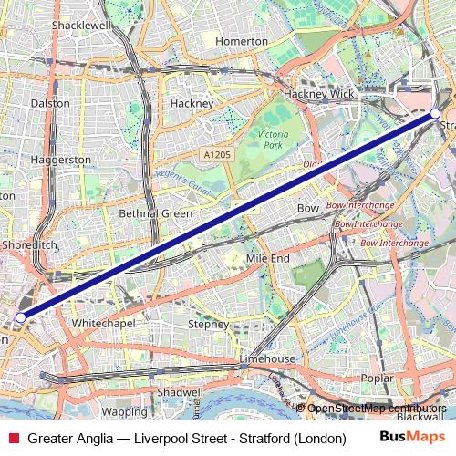 Greater Anglia rail Line Map