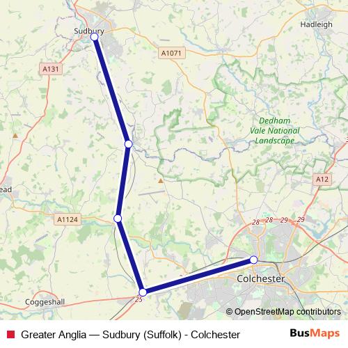 Greater Anglia rail Line Map