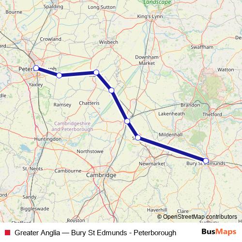 Greater Anglia rail Line Map