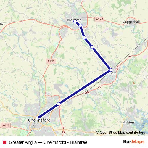 Greater Anglia rail Line Map