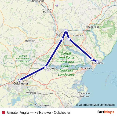 Greater Anglia rail Line Map