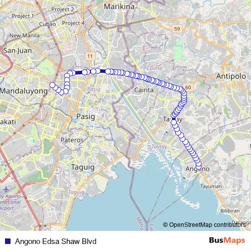 Angono Edsa Shaw Blvd bus Line Map